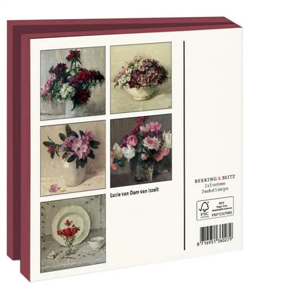 Bekking & Blitz Kaartenmapje Kleurrijke bloemen, Lucie van Dam van Isselt 10 Stuks