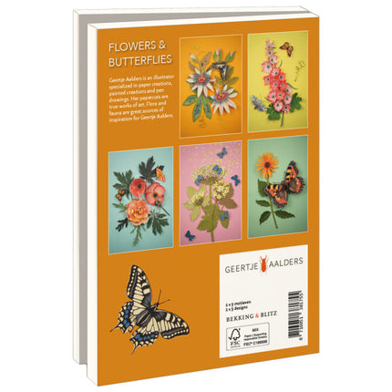 Bekking & Blitz Kaartenmapje met env, groot: Flowers & Butterflies, Geertje Aalders