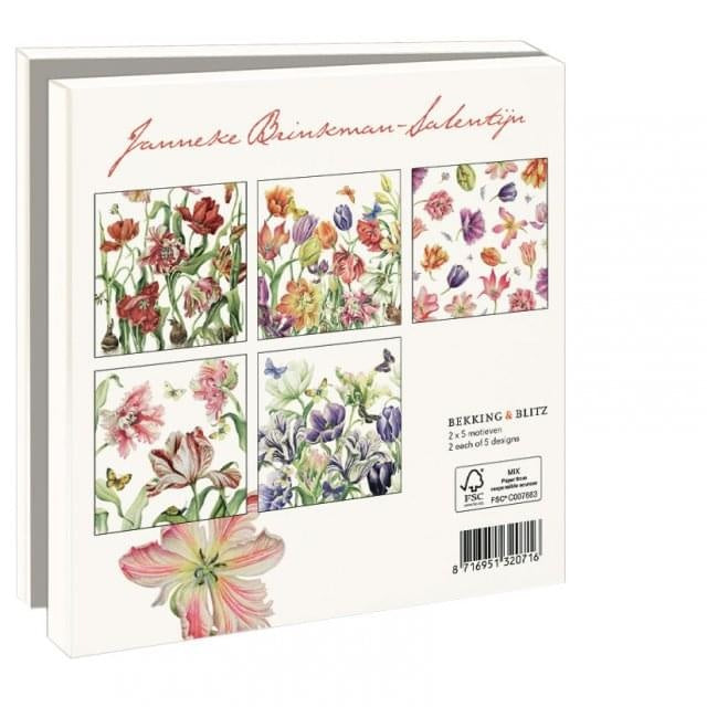 Bekking & Blitz Kaartenmapje Tulpen, Janneke Brinkman 10 Stuks met Enveloppen
