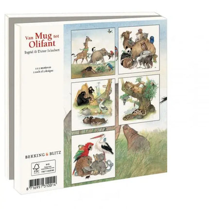 Bekking & Blitz Kaartenmapje Van Mug tot Olifant, Ingrid & Dieter Schubert 10 Stuks
