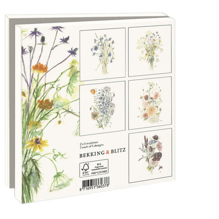Bekking & Blitz Kaartenmapje Wildflower, Janny van den Broek 10 Stuks