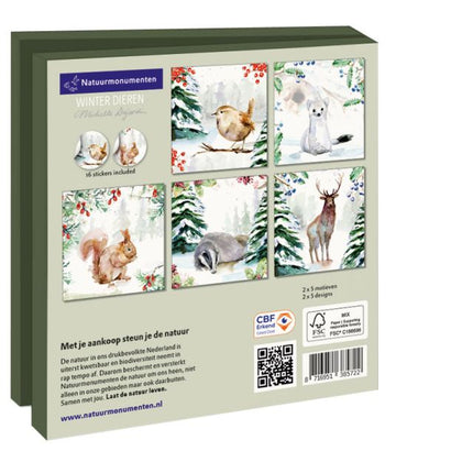 Bekking & Blitz Kaartenmapje Winter Animals, Michelle Dujardin 10 Stuks