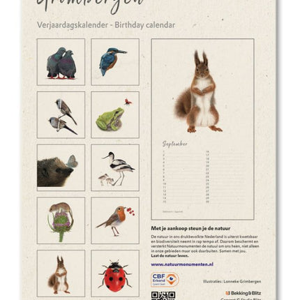 Bekking & Blitz Natuurmomenten Verjaardagskalender Lonneke Grimbergen