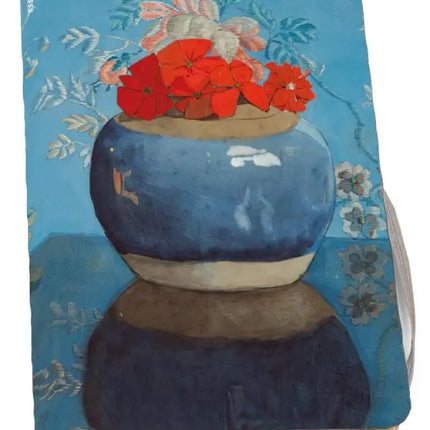 Bekking & Blitz Notitieboek A6, zachte kaft: Rode geraniums in blauwe pot, Voerman, de Fundatie