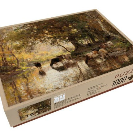 Bekking & Blitz Puzzel (1000 stukjes): Rustende koeienhoeder aan oever, Julius van de Sande Bakhuyzen, Drents Mus.