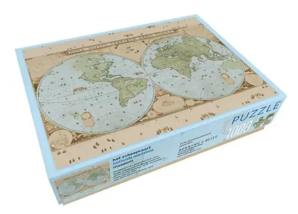 Bekking & Blitz Puzzel (1000 stukjes): Wandkaart van de wereld door Joan Blaeu, Het Scheepvaartmuseum