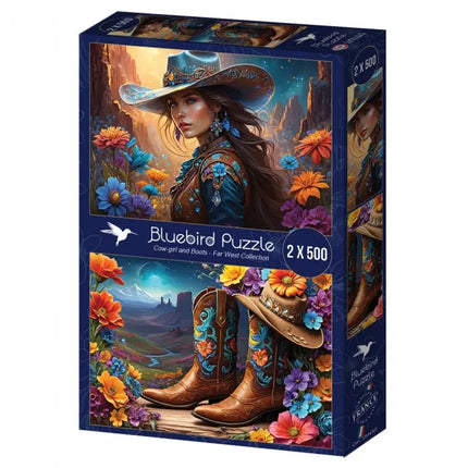 bluebird 2 Puzzles - Cowgirl and Boots - Far West Collection Puzzel 2 X 500 Stukjes