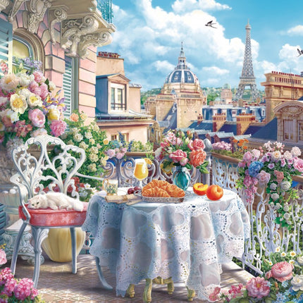 bluebird Breakfast on the Balcony in Paris Puzzel 1000 Stukjes