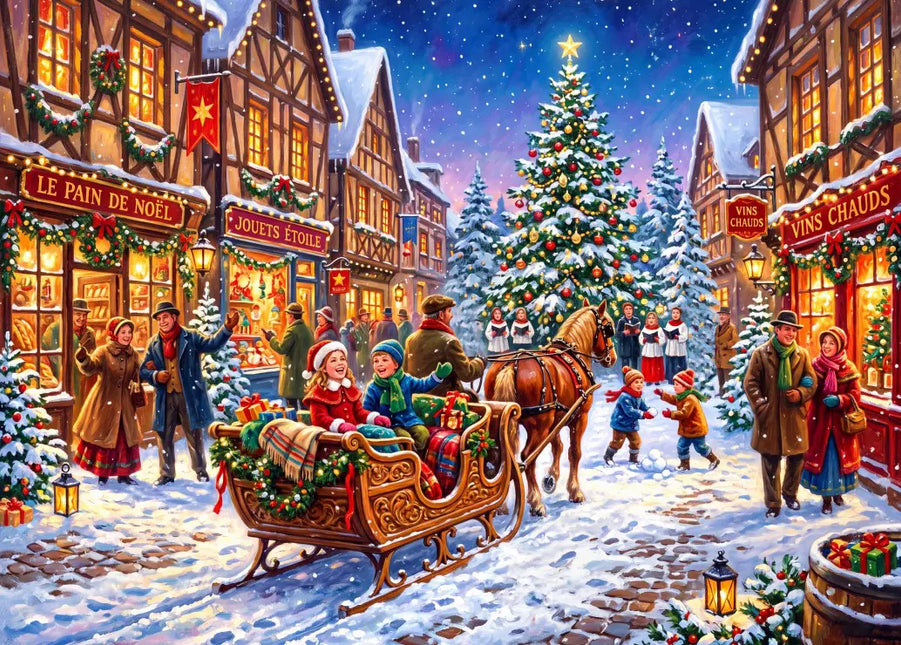 bluebird Christmas in the Village Centre Puzzel 500 Stukjes