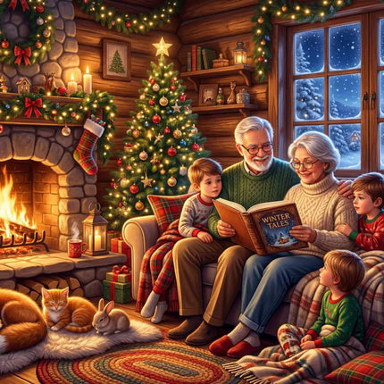 bluebird Christmas Stories by the Fireplace Puzzel 1000 Stukjes