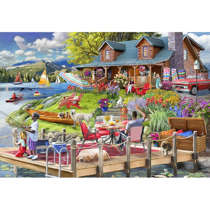 bluebird Lake View Cabin Mountain Time Puzzel 1000 stukjes