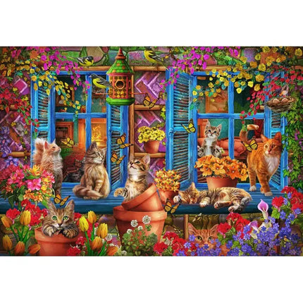 bluebird Window Shelf Cats Puzzel 1000 stukjes