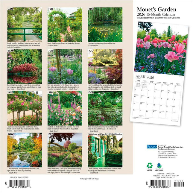 Browntrout Monet's Tuin Kalender 2026