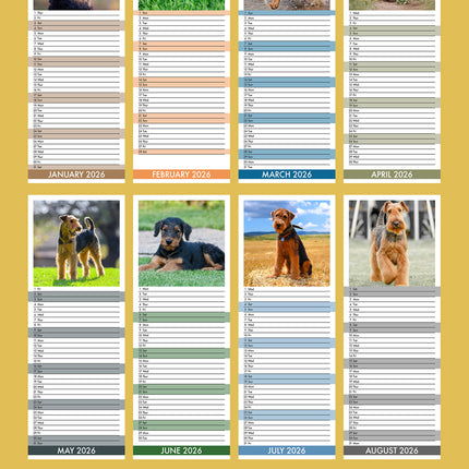 CalendarsRUs Airedale Terrier Slimline Kalender 2026