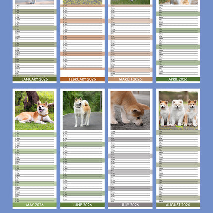 CalendarsRUs Akita Slimline Kalender 2026