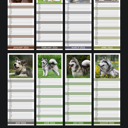 CalendarsRUs Alaskan Malamute Slimline Kalender 2026