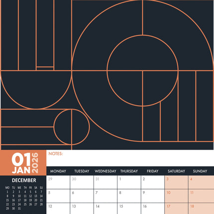 CalendarsRUs Art Deco A3 Kalender 2026