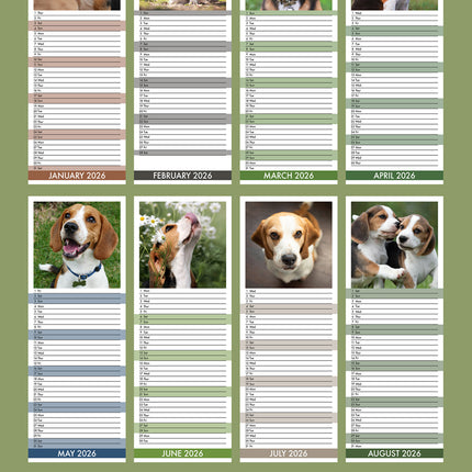 CalendarsRUs Beagle Slimline Kalender 2026