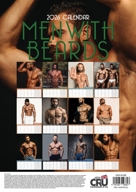 CalendarsRUs Bearded Men A3 Kalender 2026