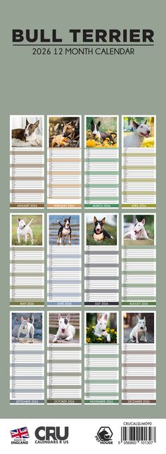 CalendarsRUs Bull Terrier Slimline Kalender 2026