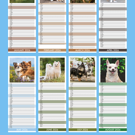 CalendarsRUs Chihuahua Slimline Kalender 2026