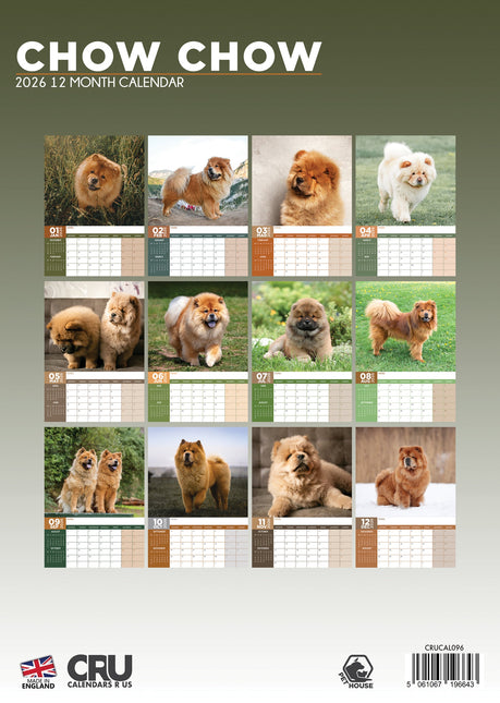 CalendarsRUs Chow Chow A3 Kalender 2026
