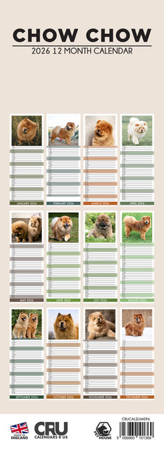 CalendarsRUs Chow Chow Slimline Kalender 2026