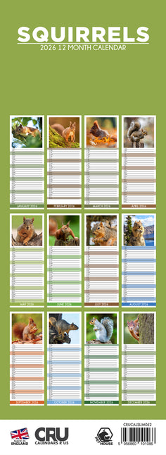 CalendarsRUs Eekhoorn Slimline Kalender 2026