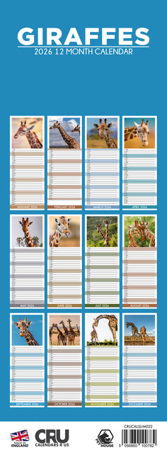 CalendarsRUs Giraffe Slimline Kalender 2026