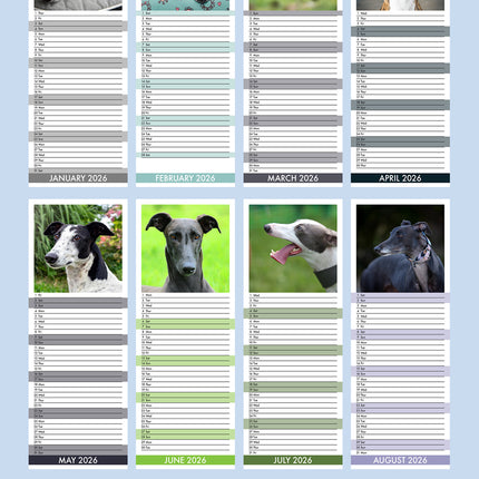CalendarsRUs Greyhound Slimline Kalender 2026