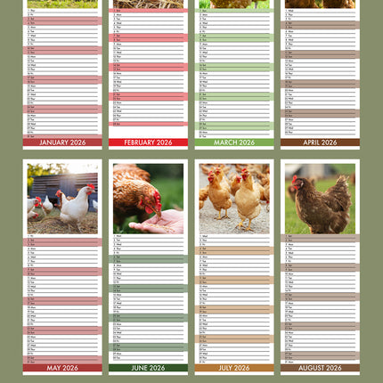 CalendarsRUs Kippen Slimline Kalender 2026