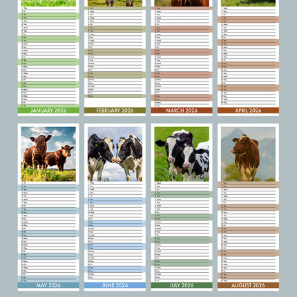 CalendarsRUs Koeien Slimline Kalender 2026