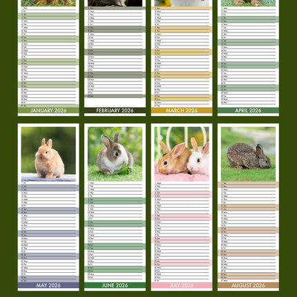 CalendarsRUs Konijnen Slimline Kalender 2026