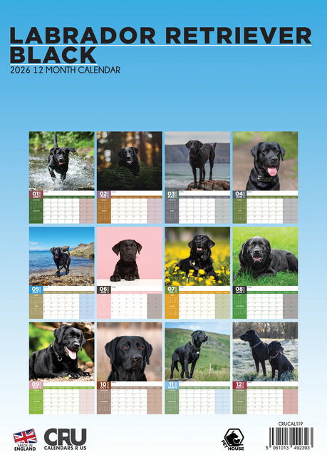 CalendarsRUs Labrador Retriever Zwart A3 Kalender 2026
