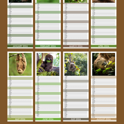 CalendarsRUs Luiaard Slimline Kalender 2026