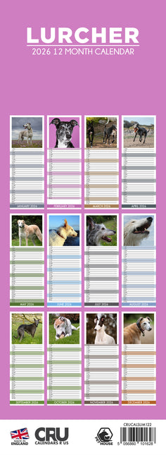 CalendarsRUs Lurcher Slimline Kalender 2026