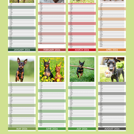 CalendarsRUs Miniatuur Pinscher Slimline Kalender 2026