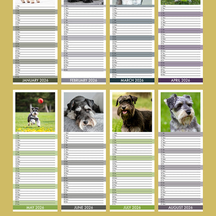 CalendarsRUs Miniatuur Schnauzer Slimline Kalender 2026