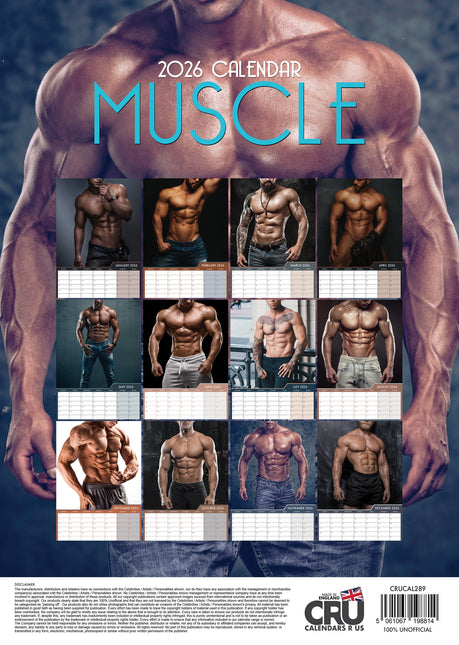 CalendarsRUs Muscle Men A3 Kalender 2026
