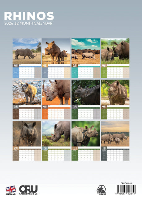 CalendarsRUs Neushoorn A3 Kalender 2026