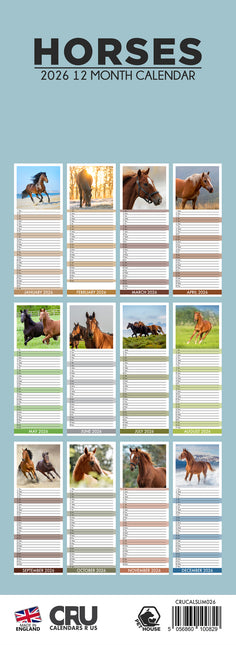 CalendarsRUs Paarden Slimline Kalender 2026
