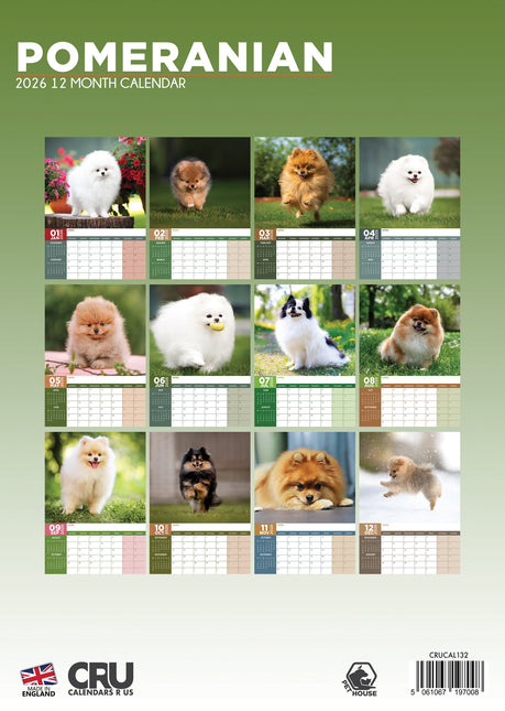 CalendarsRUs Pomeranian A3 Kalender 2026