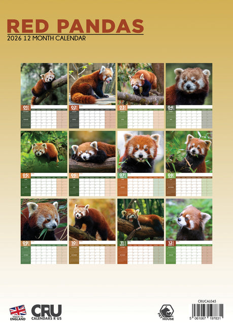 CalendarsRUs Rode Panda A3 Kalender 2026