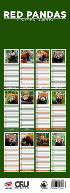 CalendarsRUs Rode Panda Slimline Kalender 2026
