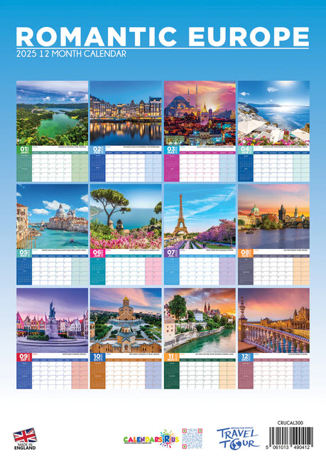 CalendarsRUs Romantic Europe A3 Kalender 2025