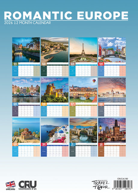 CalendarsRUs Romantic Europe A3 Kalender 2026