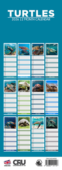 CalendarsRUs Schildpadden Slimline Kalender 2026