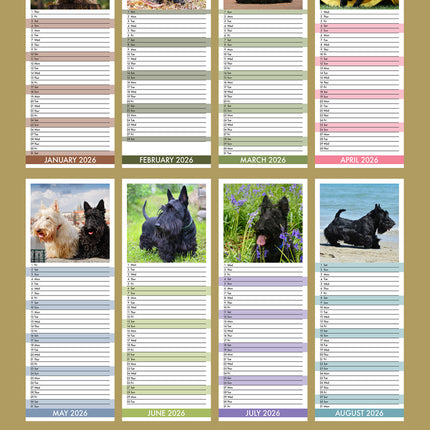 CalendarsRUs Schotse Terrier Slimline Kalender 2026