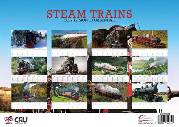 CalendarsRUs Steam Trains A3 Kalender 2027
