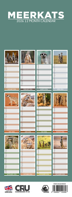 CalendarsRUs Stokstaartjes Slimline Kalender 2026